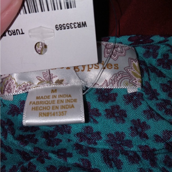 Band of Gypsies Teal and Bergundy Floral Patterned Midi Wrap Dress NWT - Picture 11 of 12